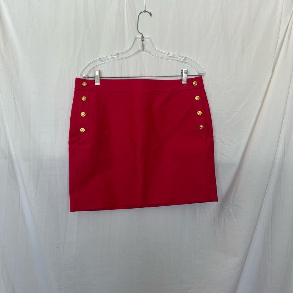 J.Crew Postage Stamp Sailor Mini Skirt Size 10 Reddish Pink Pockets - Picture 1 of 9